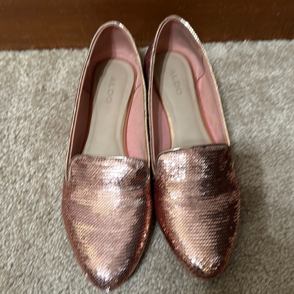 Aldo pink sequin flats